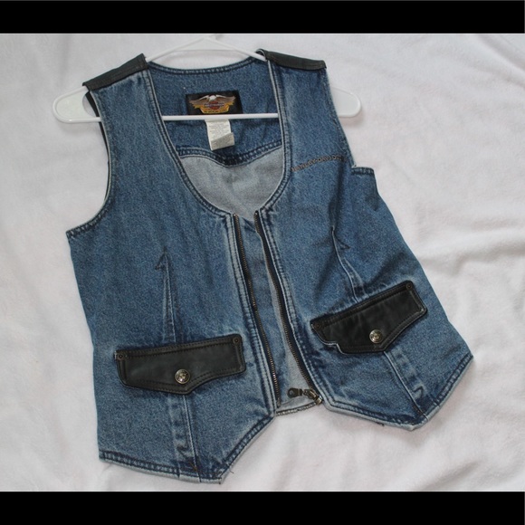 denim and leather vest